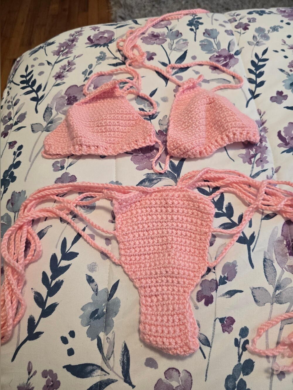 Handmade Crochet Pink Bikini Set